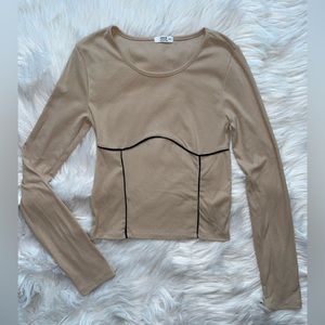 Ardene long sleeve ribbed top shirt women’s xs beige tan